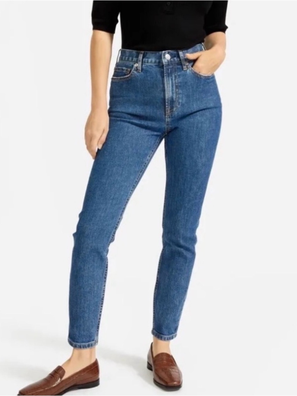 Everlane "The Curvy High-Rise Skinny" Jean — Medium Blue Wash